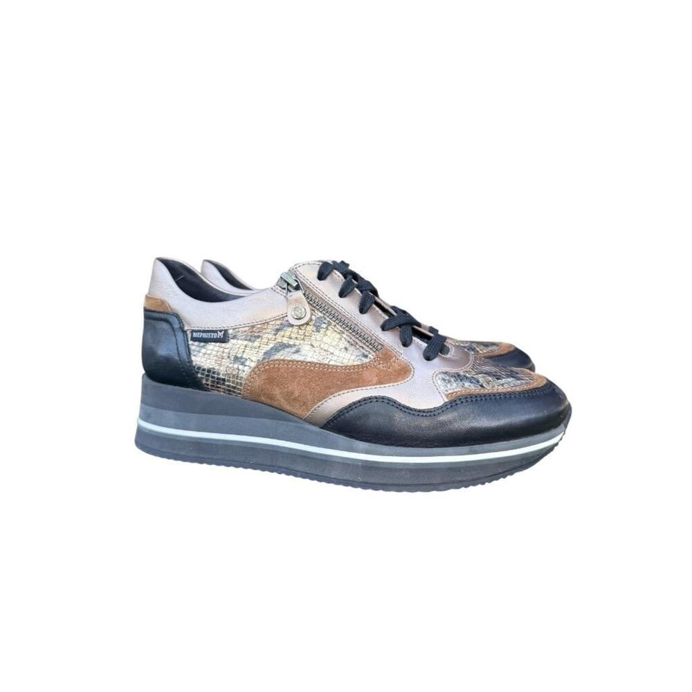 Mephisto Olimpia Chunky Wedge Sneaker Metallic Snake Women sz 8.5 EUC